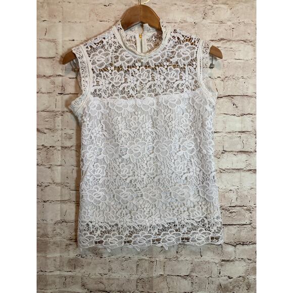 Nanette Lepore Top‎ Womens XS White All Over Embroidered Lace Cottage Prairie - Picture 1 of 13